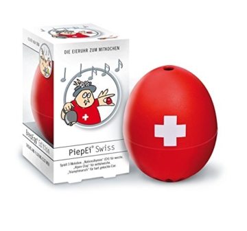 PiepEi Swiss, in Panoramabox, rot mit Druck (Nationalhymne / Alpenclap / Triumphmarsch) - 